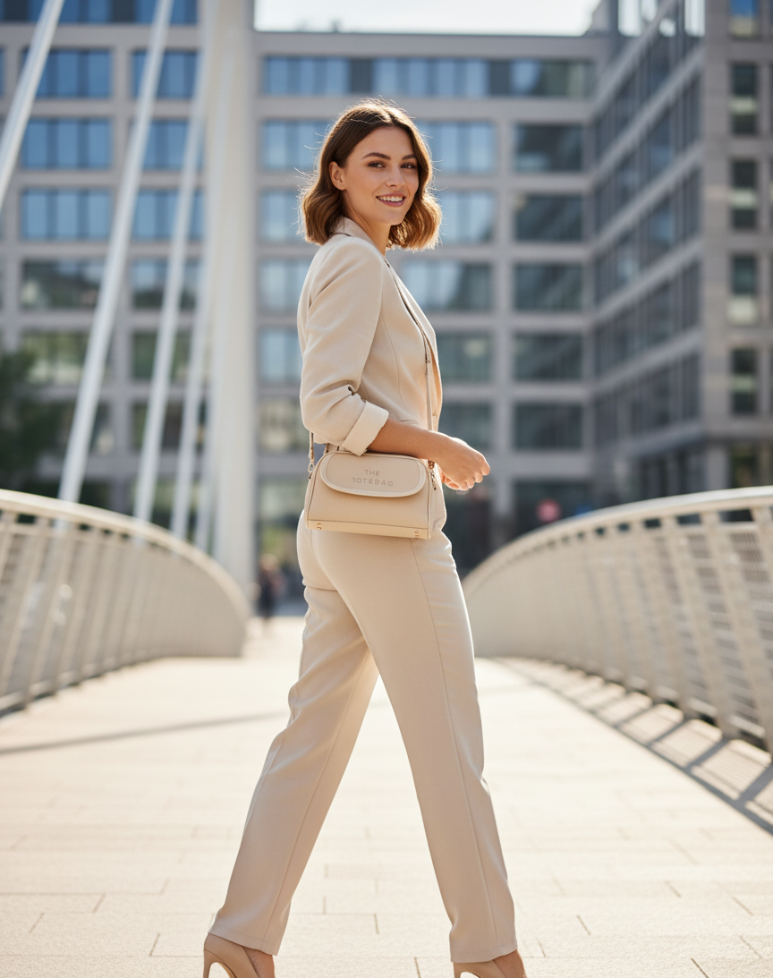 THE TOTEBAG Baskılı Mini Çapraz Çanta - Bej/Krem